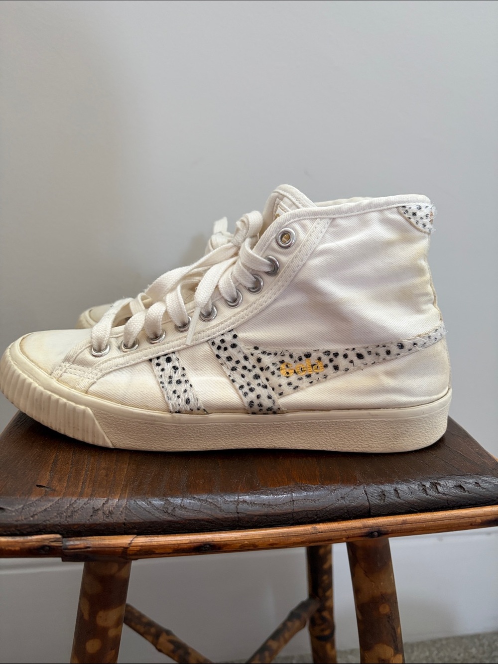 Gola Women's High Top Sneakers in Off-White with Black Speckle Detail
